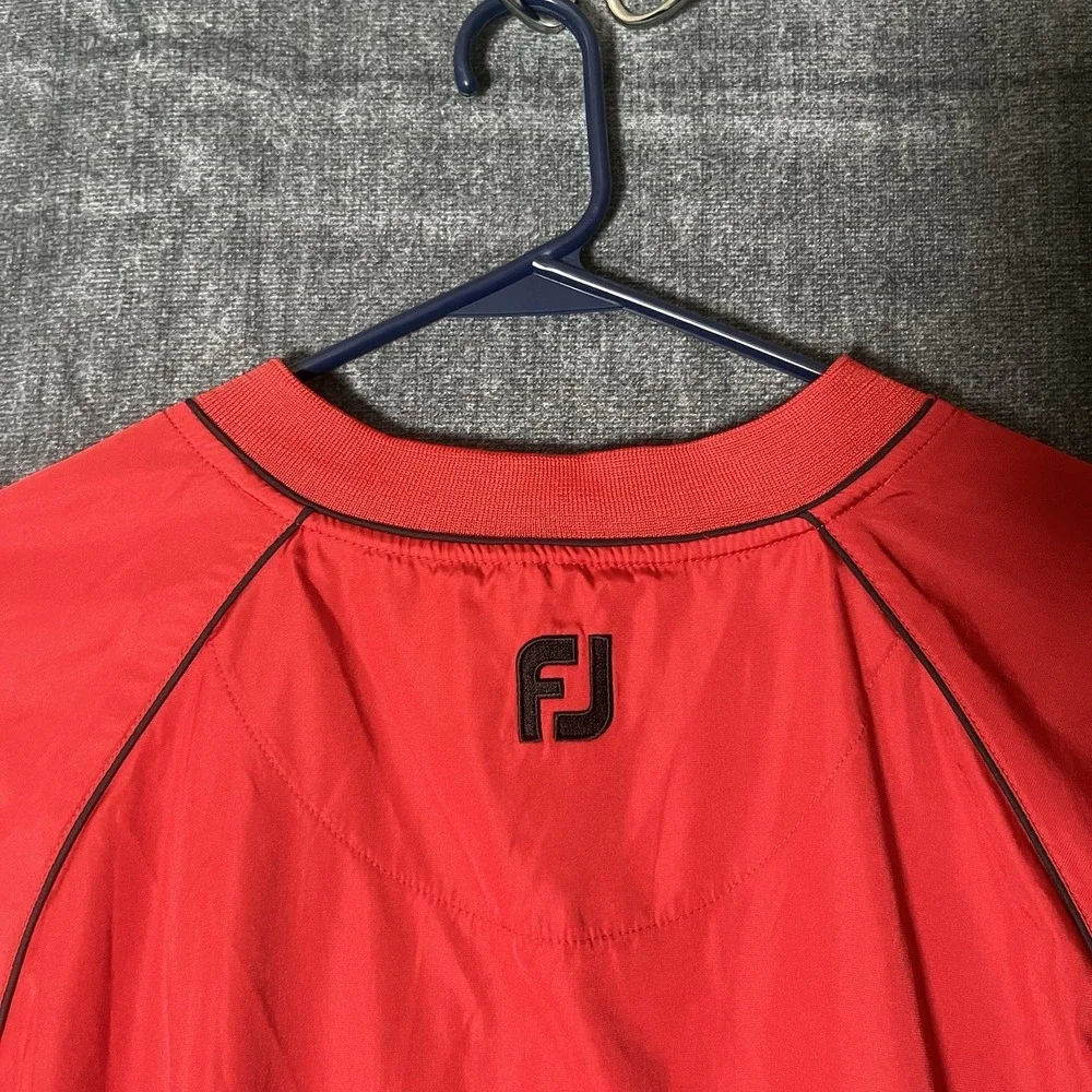 FootJoy DryJoys Windshirt Men's M Red Performance Pullover 1/2 Sleeve Golf